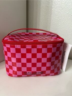 Marc Jacobs Fragrances New Pink and Red Checkerboard Cosmetic Pouch